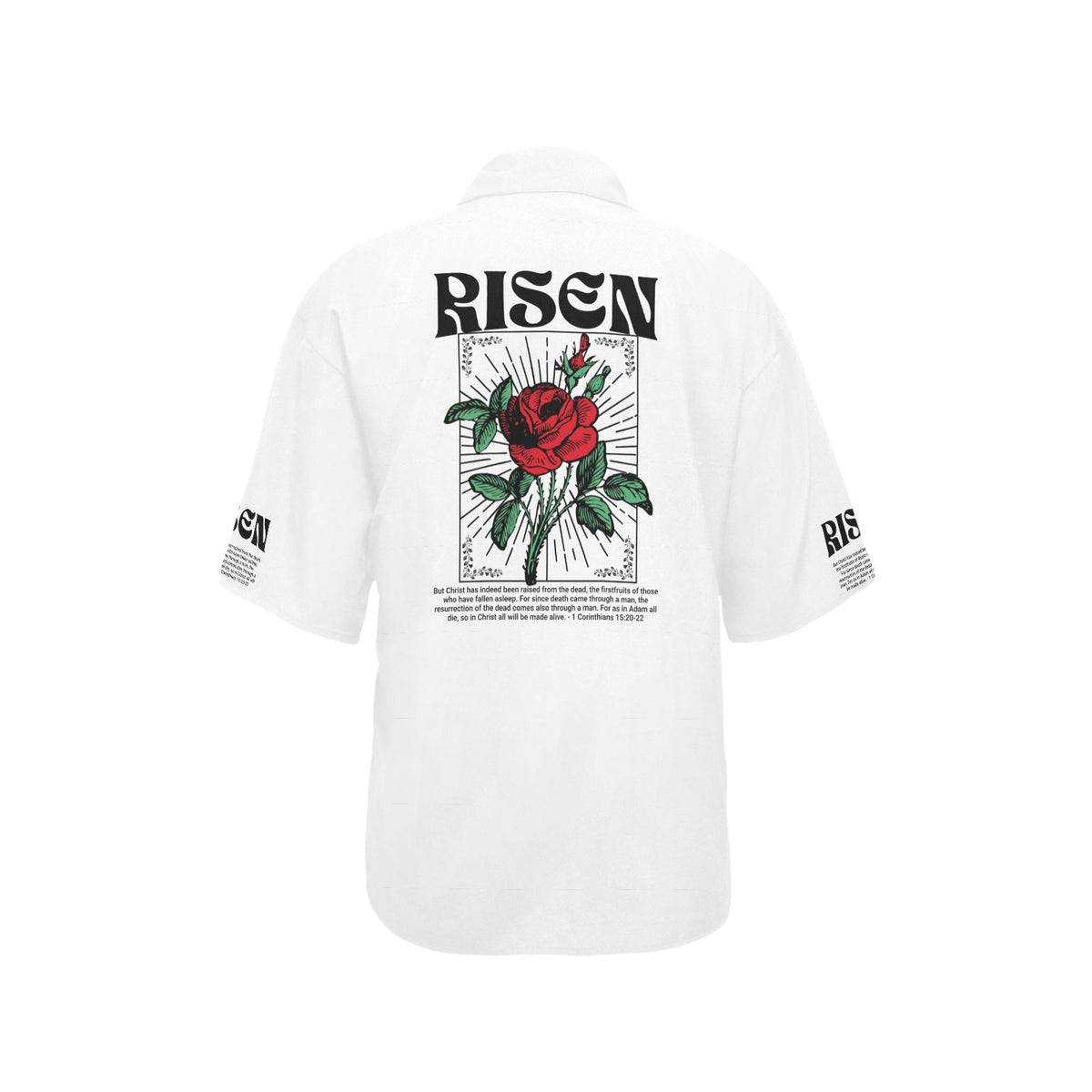 women's risen button up white
