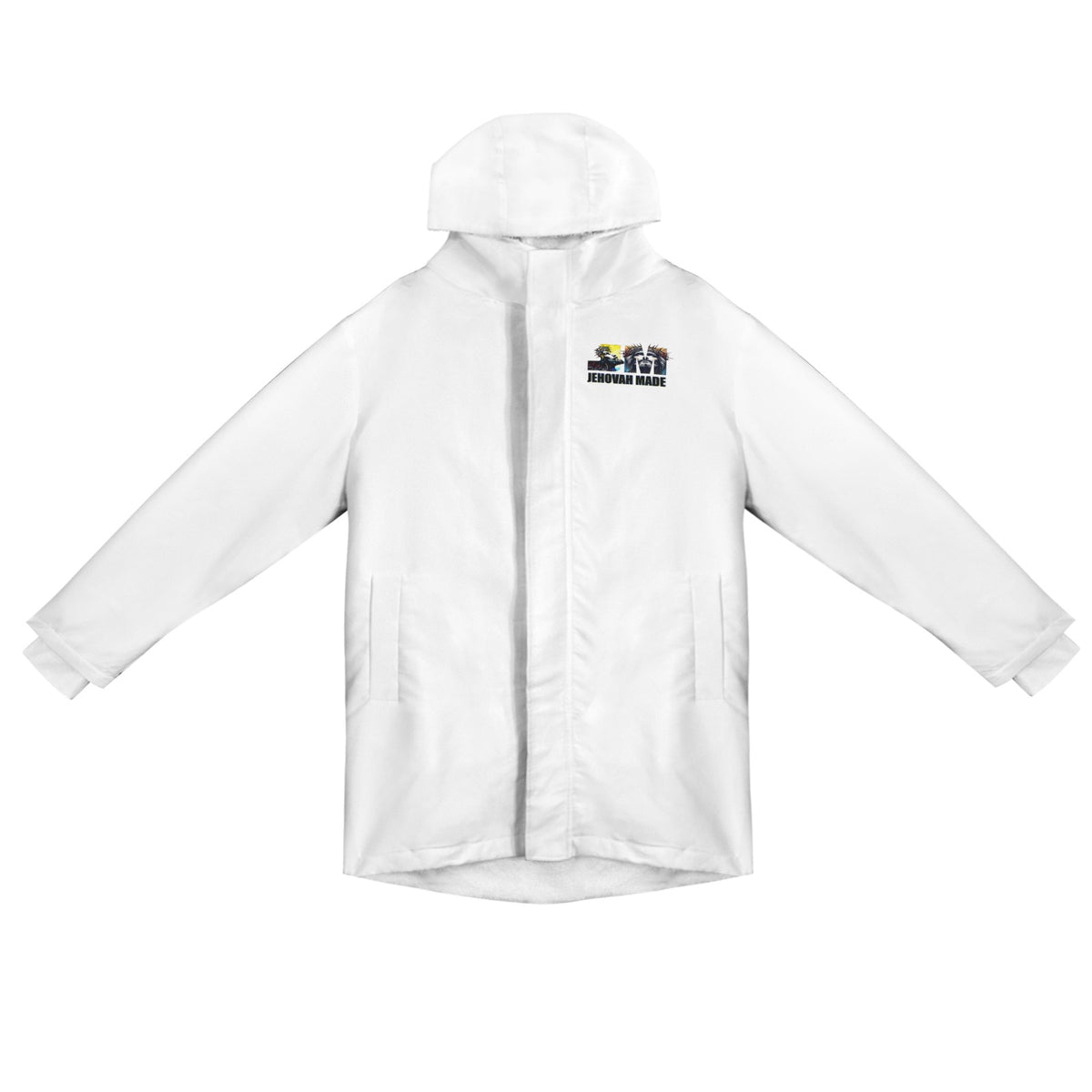 FAITH OVER FEAR  SMALL LOGO Men's Mid-Length Hooded Coat