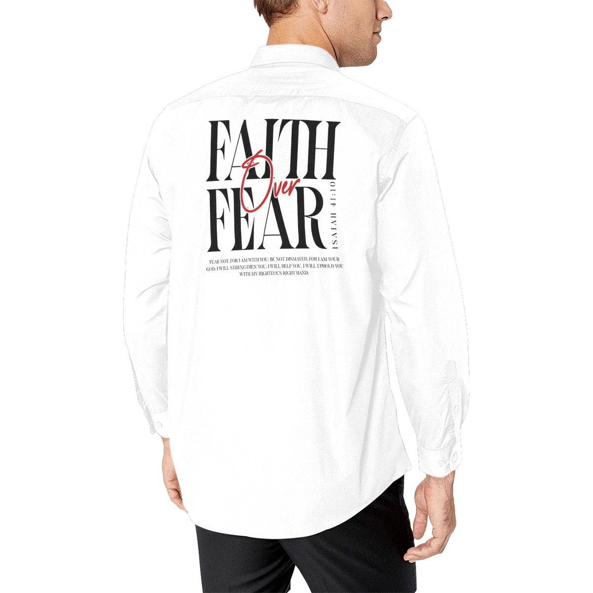 FAITH OVER FEAR button up WHITE Men's