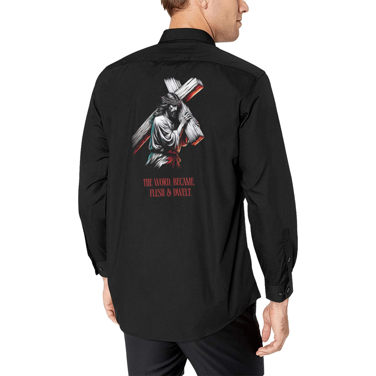 words became flesh button up Men's
