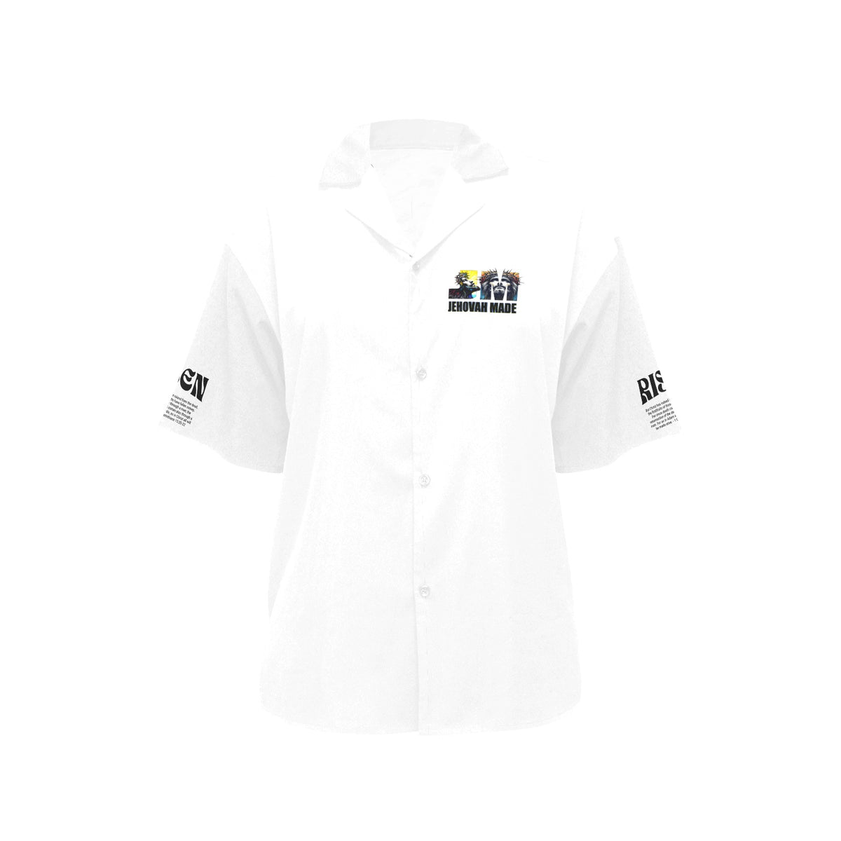 women's risen button up white