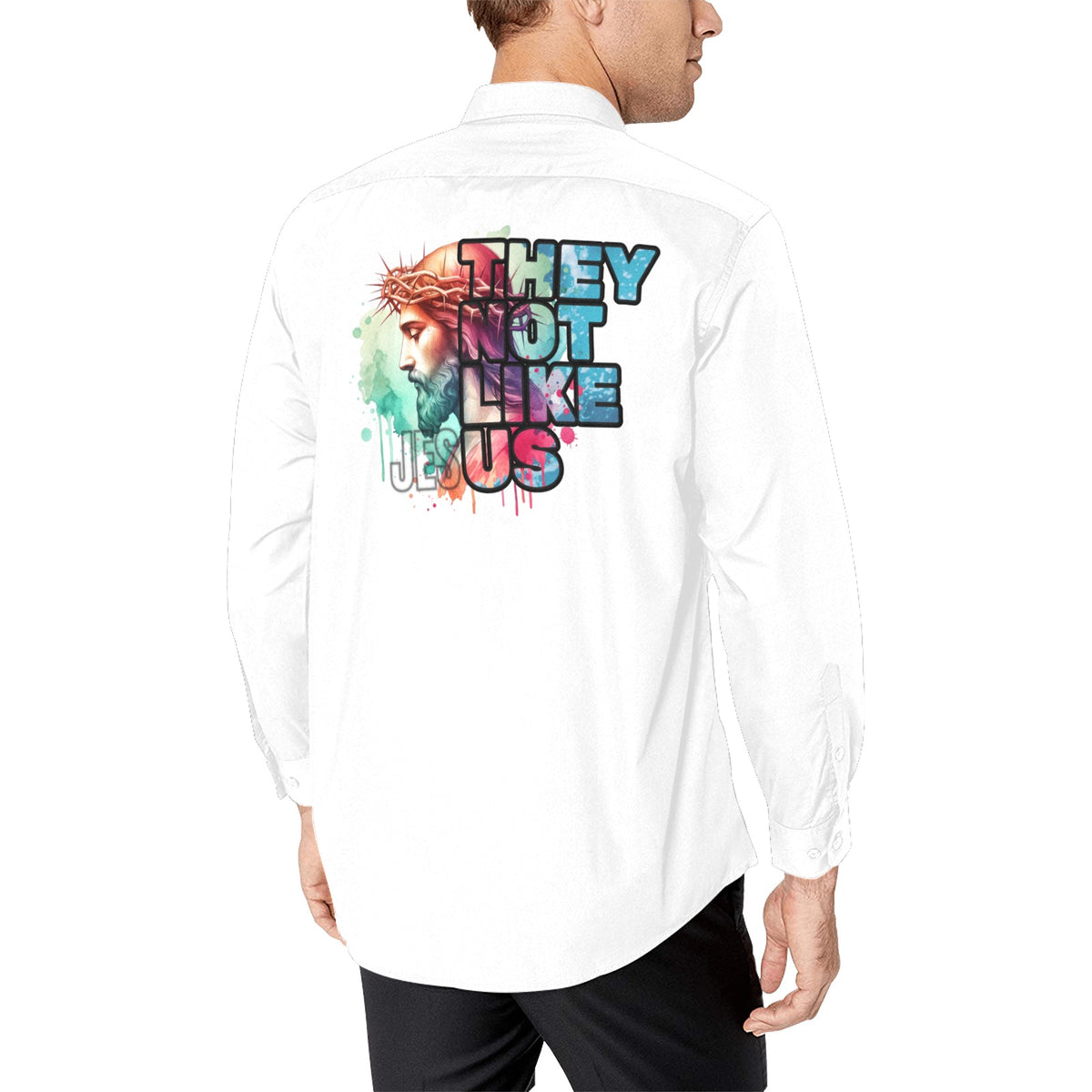 THEY NOT LIKE JESUS button up WHITE Men's