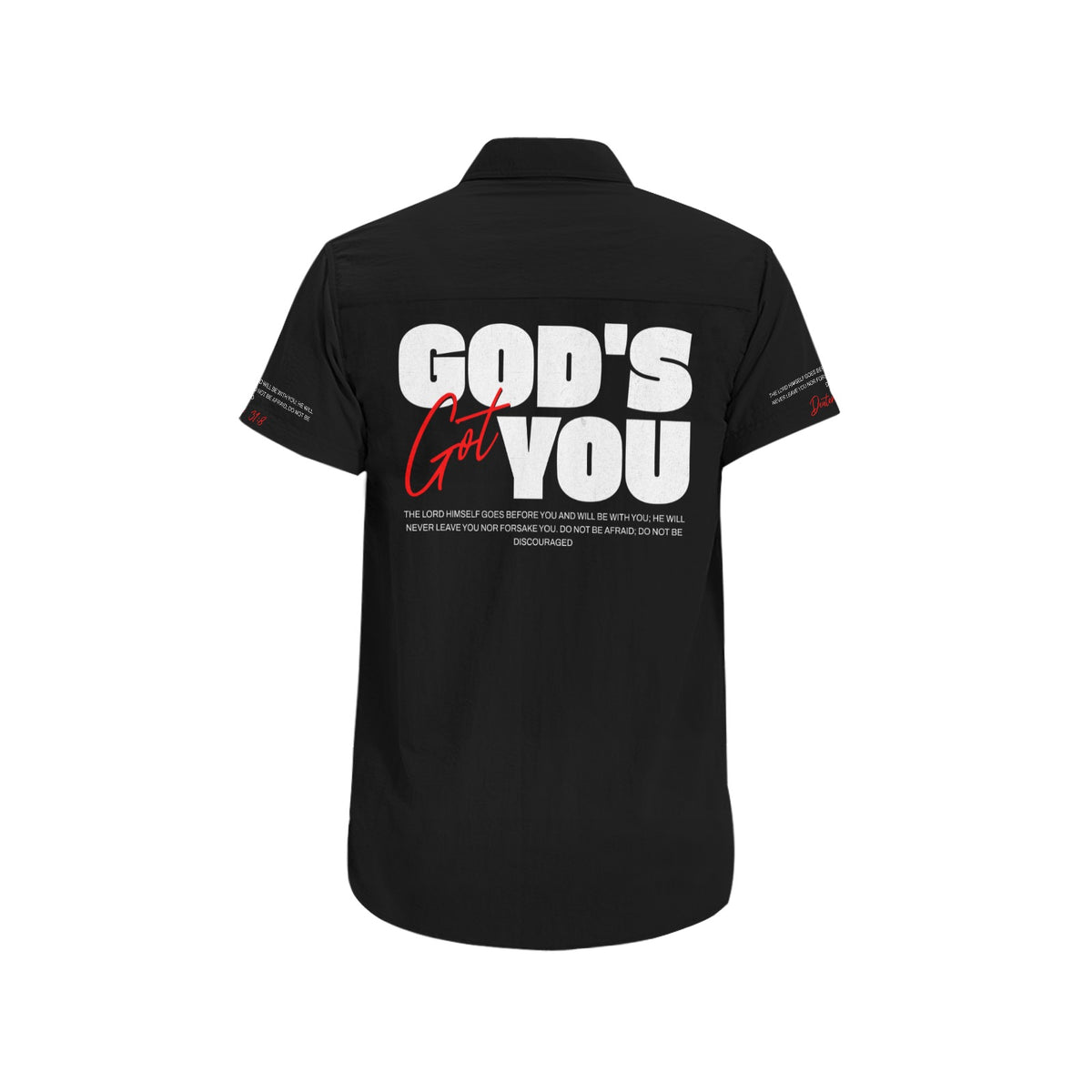 gods got you short sleeve button up BLACK MENS