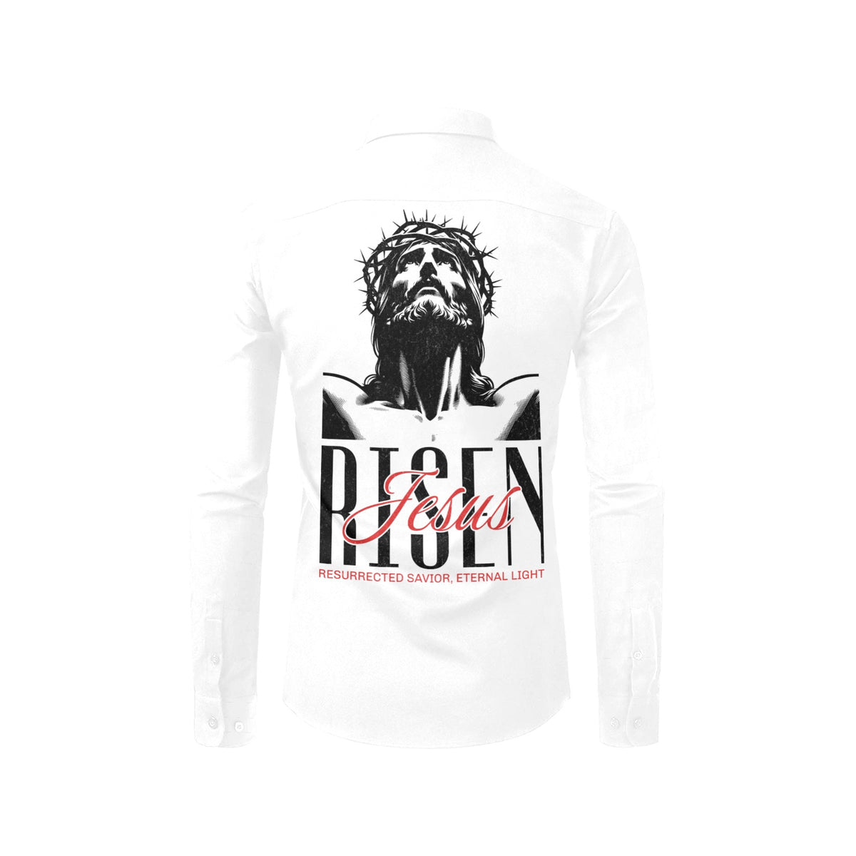 RISEN button up WHITE Men's All Over Print Casual Dress Shirt (Model T61)