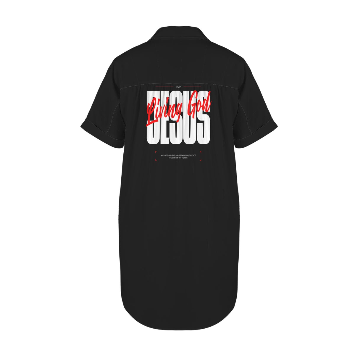 Womens LIVING GOD BLACK Short Sleeve Button Front Shirt Dress