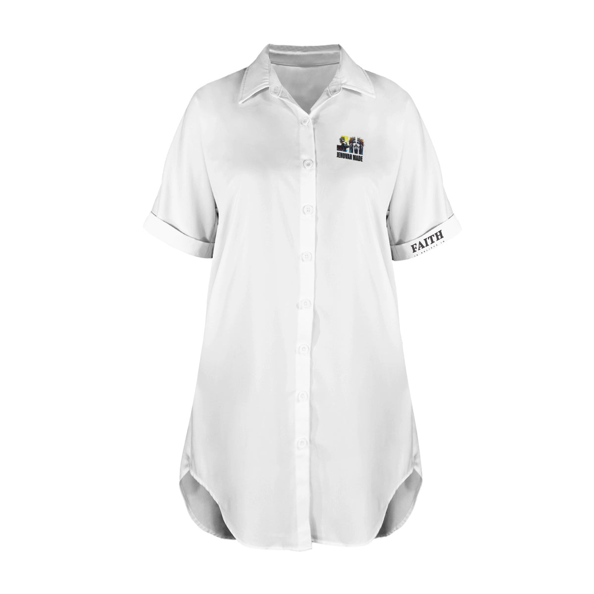 Womens faith in Jesus Short Sleeve Button Front Shirt Dress