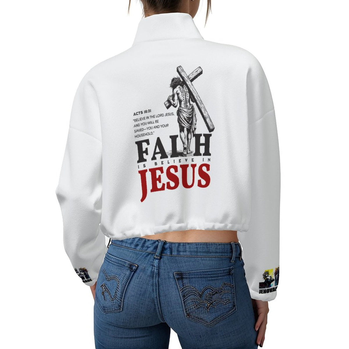 women's faith is believe Cropped Fleece Jacket