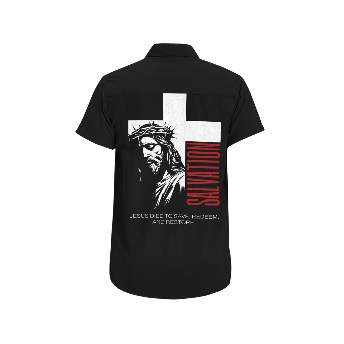 SALVATION button up Men's All Over Print Short Sleeve Shirt (Model T53)