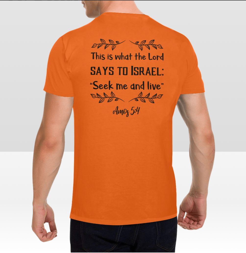 AMOS 5:4 MENS T-SHIRT