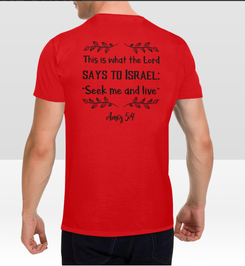 AMOS 5:4 MENS T-SHIRT