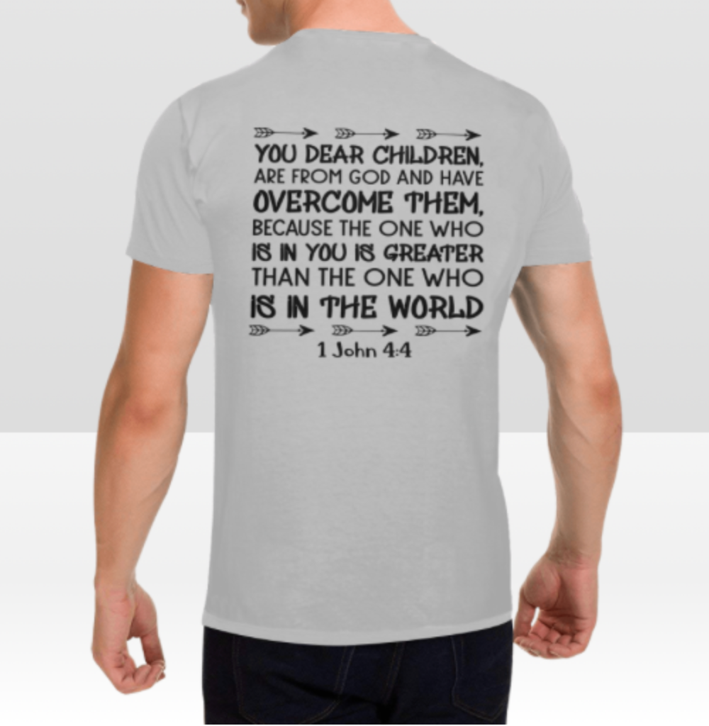 1 JOHN 4:4 MENS T-SHIRT