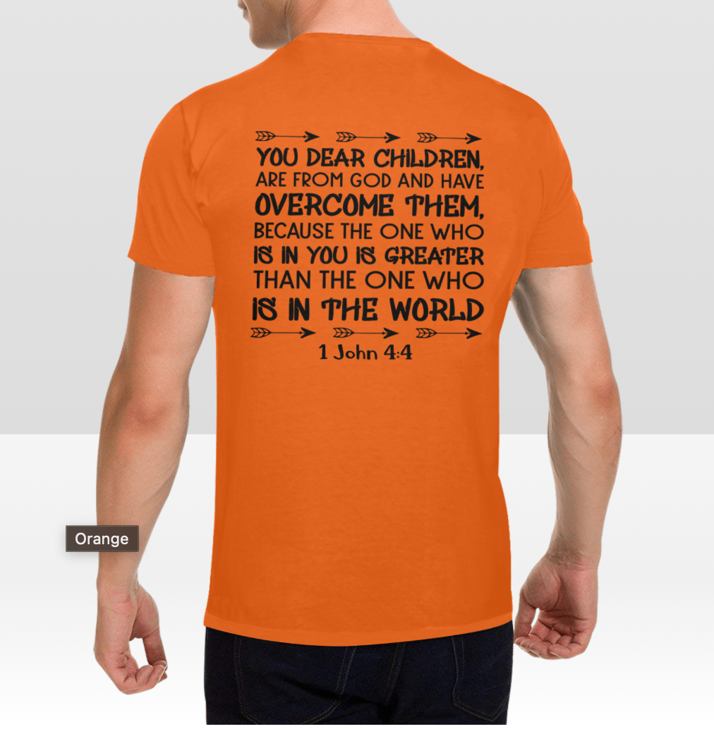 1 JOHN 4:4 MENS T-SHIRT