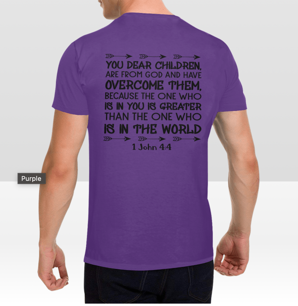 1 JOHN 4:4 MENS T-SHIRT