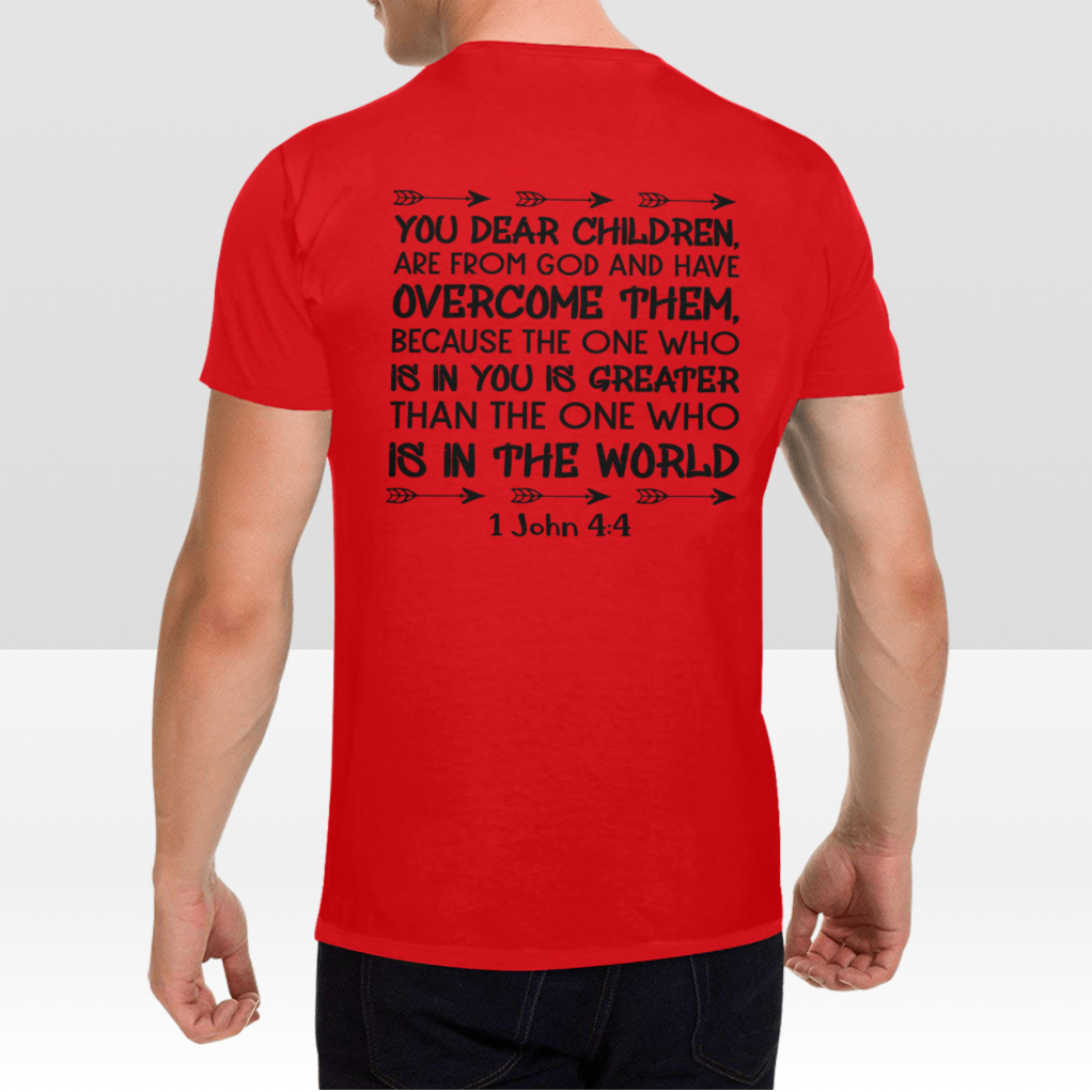 1 JOHN 4:4 MENS T-SHIRT