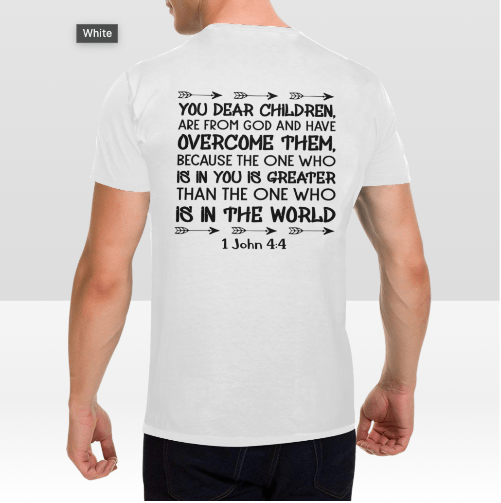 1 JOHN 4:4 MENS T-SHIRT