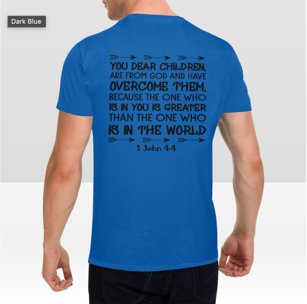 1 JOHN 4:4 MENS T-SHIRT