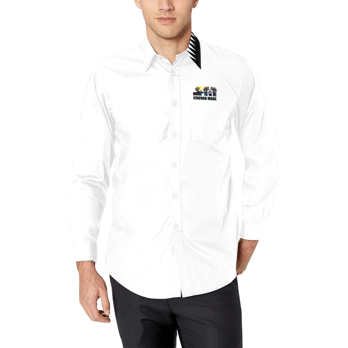 JESUS words became flesh button up WHITE Men's